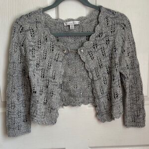 CASLON wool blend cardigan bolero metallic accent Medium petite elegant dressy